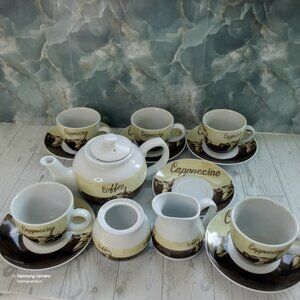 T. Bavaria Germany Cappuccino Pot Cups & Saucers 15 Pc. Set Mid 20th Century